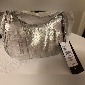 Silver Sequin Shoulder Bag by Nicole Miller